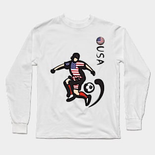 Dynamic USA Soccer Player Pose V1-2 Long Sleeve T-Shirt